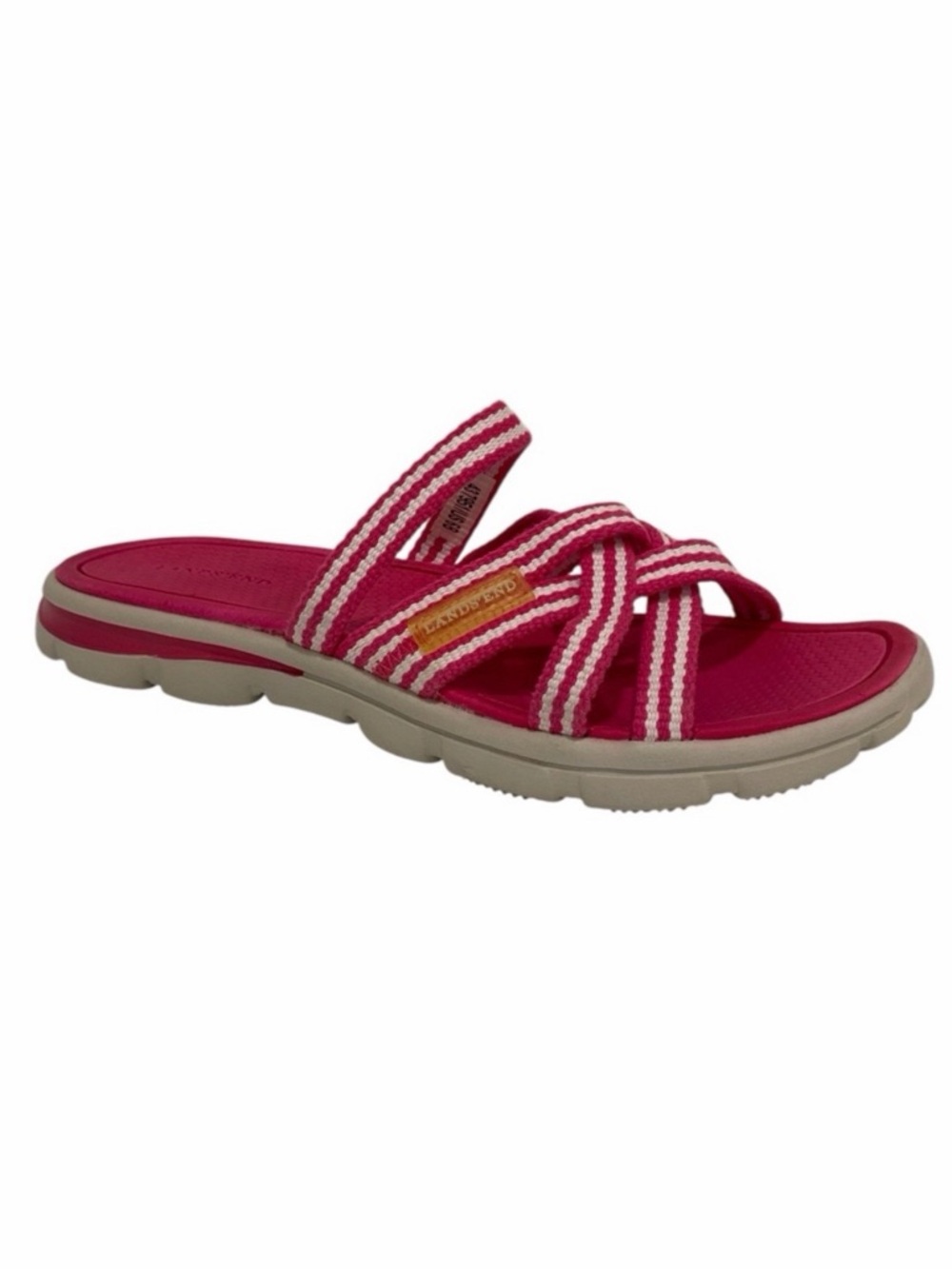 Lands’ End Pink & White Strappy Sandals - NWOT / Women’s 6